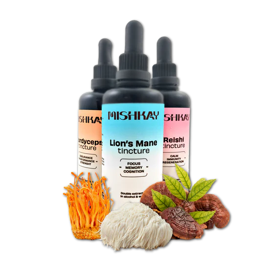 Biohakerio rinkinys (Maisto papildas). Cordyceps + Lion's mane + Reishi